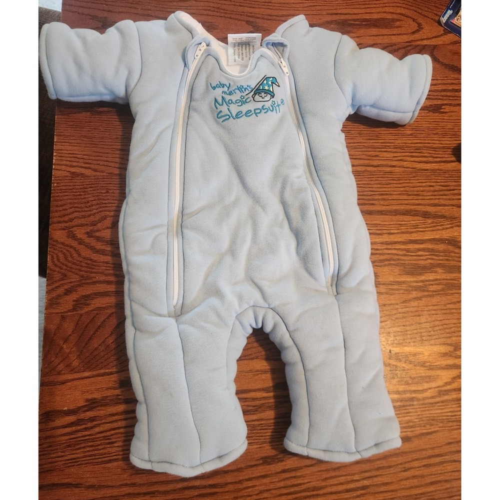 Baby Merlin's Magic Sleepsuit Blue Infant Sleeper Pajama Small 3-6 Mo 12-18 lbs